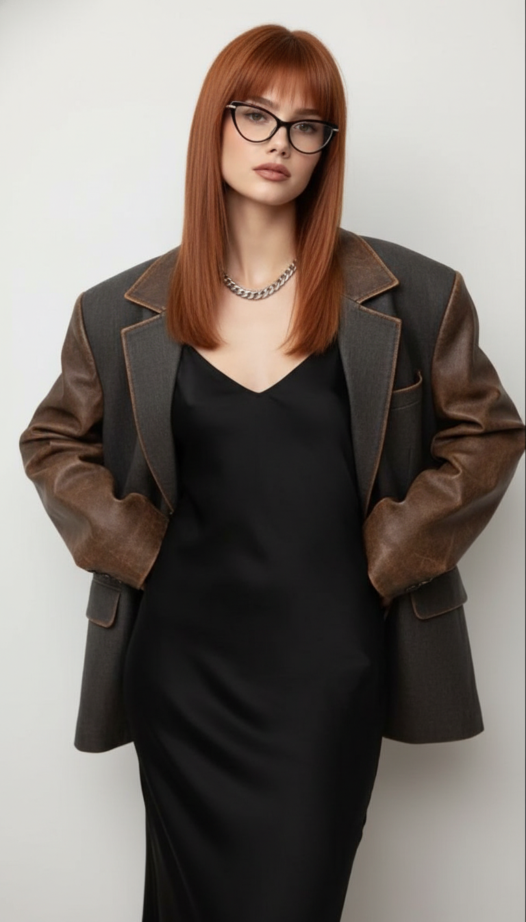 Straight hair wolf cut styling, y2k futuristic medium hairstyles 2026.