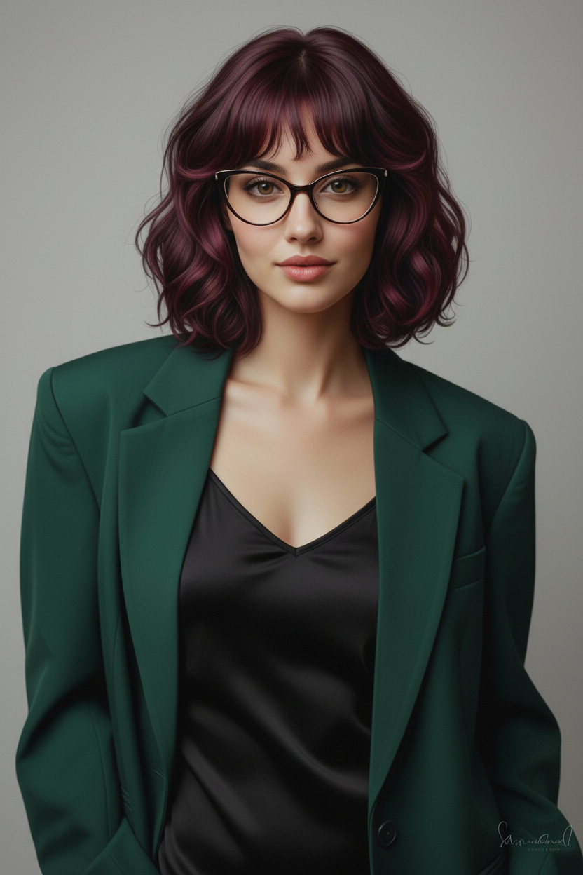 Short to medium shag bob, textured layered bob hairstyle.