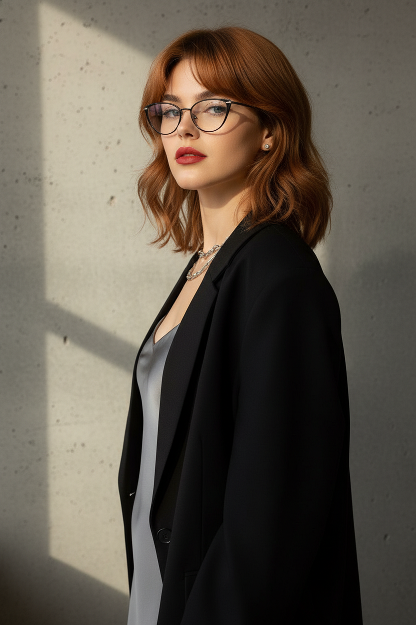 2026 Soft wolf cut for medium hair, blended layers with wispy bangs.